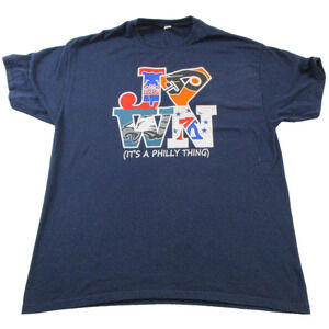Philadelphia Jawn Shirt Mens XL Blue Philly Eagles Phillies Flyers Jerzees 1587